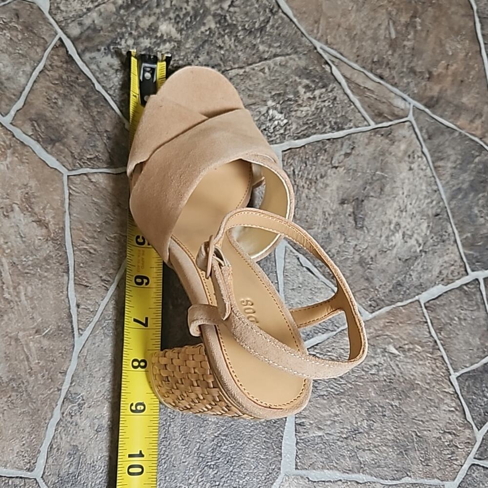 New in Box Soludos Olivia Heel Leather Sandal Sz 8.5 in Desert - Picture 8 of 11